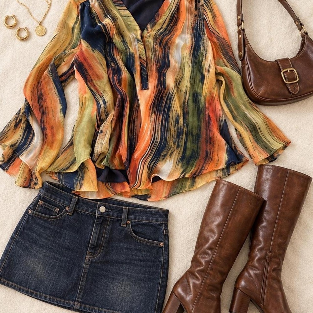 Vera Wang Simply Vera abstract print blouse XS